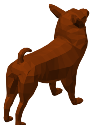 Low Poly Papillon Köpek Heykeli