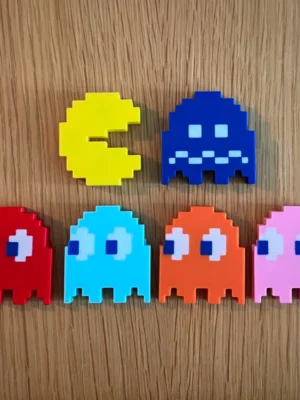 8bit Pacman Ghost Fidget Toy With Magnet Inky Blinky Pinky And Clyde 3D Baskı Modeli — Fidget Oyuncak