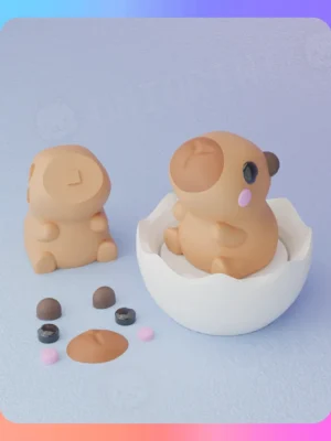 Capybara Clicker Keychain Separated Parts 3D Baskı Modeli — Fidget Oyuncak