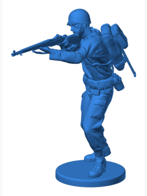 American soldier ww2 Shoot Stand A1 3D Baskı Modeli — Askeri Figür