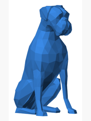 Low Poly Boxer Köpek Heykeli