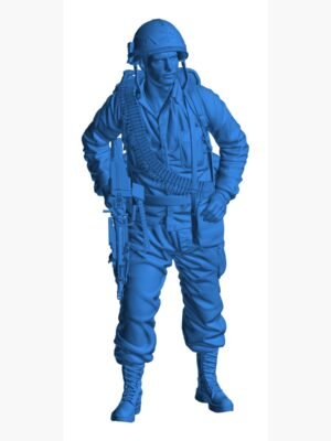 US Soldier with M60 Machine Gun 1960s 3D Baskı Modeli — Askeri Figür