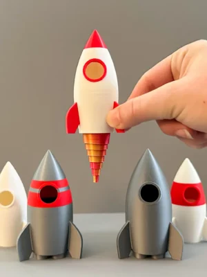 Rocket With Boosters 2 Sizes 3D Baskı Modeli — Fidget Oyuncak