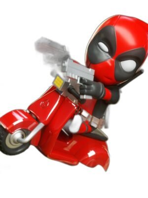 Deadpool Vespa'da Chibi 3D Baskı Figür Seti – 13 Parça STL