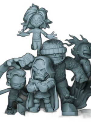 Fantastik Dörtlü Chibi Diorama | 39 Parça 3D Baskı STL Seti