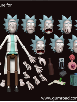 Rick and Morty – Rick Eklemli Aksiyon Figürü 3D Baskı STL – 48 Parça