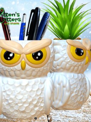 Snow Owl Desk Organizer & Planter