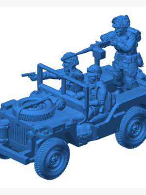 ABD Paraşütçü Willys MB Jeep Seti — İkinci Dünya Savaşı 28mm Minyatür STL