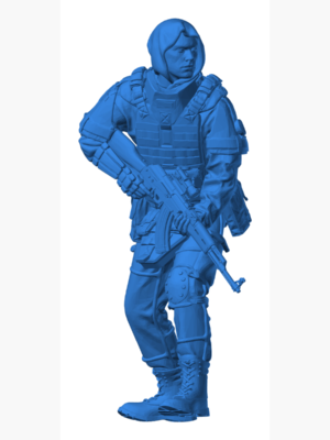 Ukraine Mercenary soldier leaning to wall - 1.35 3D Baskı Modeli — Askeri Figür