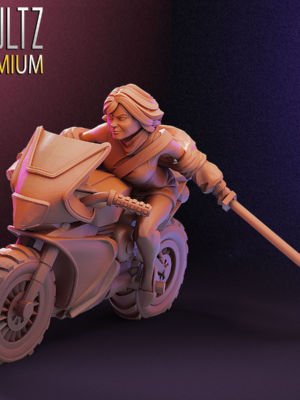 Motosikletli Kadın Figürini Masaüstü Minyatür 3D Baskı STL