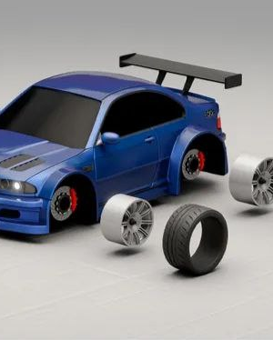 BMW M3 GTR E46 Yarış Arabası 3D Baskı Modeli STL
