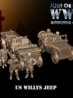 WW2 ABD Willys Jeep ve Mürettebat 3D Baskı Minyatür STL