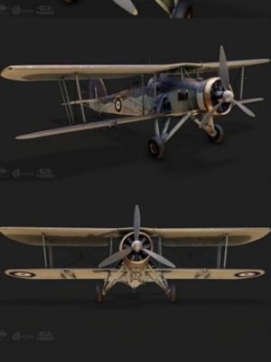 Fairey Swordfish Mk I İkinci Dünya Savaşı Torpidobomba Uçağı 3D Baskı Modeli STL