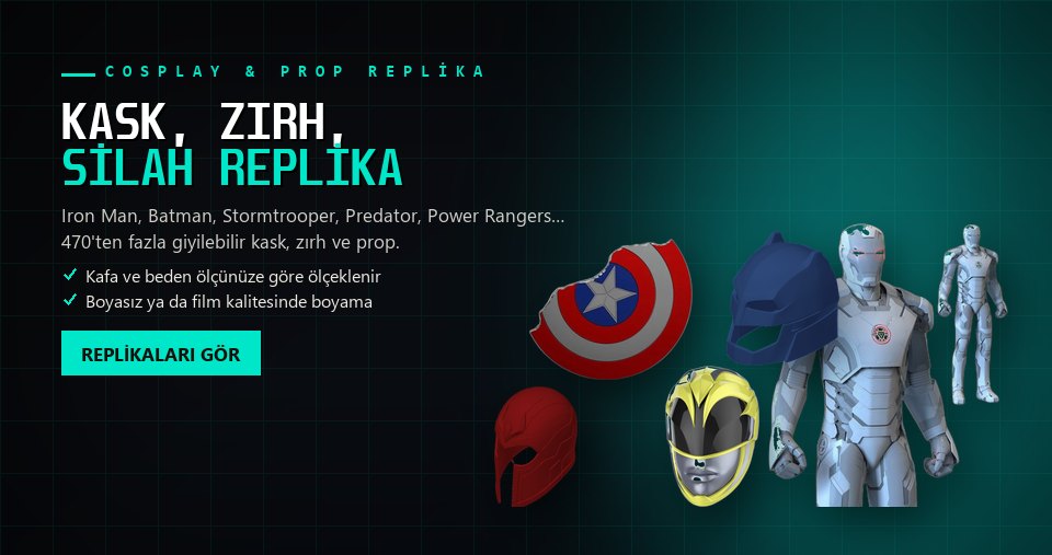 Cosplay kask, zırh ve prop replikaları